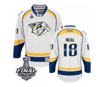 Men's Reebok Nashville Predators #18 James Neal Premier White Away 2017 Stanley Cup Final NHL Jersey