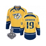 Men's Reebok Nashville Predators #19 Calle Jarnkrok Premier Gold Home 2017 Stanley Cup Final NHL Jersey