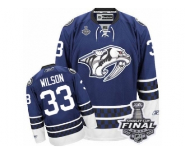 Men's Reebok Nashville Predators #33 Colin Wilson Premier Blue Third 2017 Stanley Cup Final NHL Jersey