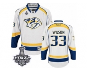 Men's Reebok Nashville Predators #33 Colin Wilson Premier White Away 2017 Stanley Cup Final NHL Jersey