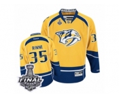 Men's Reebok Nashville Predators #35 Pekka Rinne Premier Gold Home 2017 Stanley Cup Final NHL Jersey