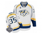 Men's Reebok Nashville Predators #35 Pekka Rinne Premier White Away 2017 Stanley Cup Final NHL Jersey