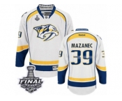 Men's Reebok Nashville Predators #39 Marek Mazanec Premier White Away 2017 Stanley Cup Final NHL Jersey