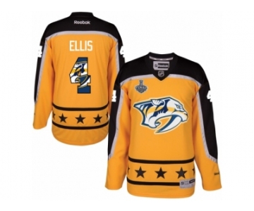 Men's Reebok Nashville Predators #4 Ryan Ellis Authentic Gold Home 2017 Stanley Cup Final NHL Jersey New Style