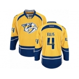 Men's Reebok Nashville Predators #4 Ryan Ellis Authentic Gold Home NHL Jersey