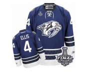 Men's Reebok Nashville Predators #4 Ryan Ellis Premier Blue Third 2017 Stanley Cup Final NHL Jersey