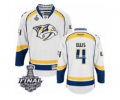 Men's Reebok Nashville Predators #4 Ryan Ellis Premier White Away 2017 Stanley Cup Final NHL Jersey