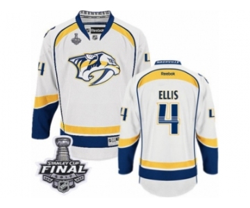 Men's Reebok Nashville Predators #4 Ryan Ellis Premier White Away 2017 Stanley Cup Final NHL Jersey