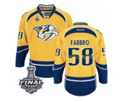 Men's Reebok Nashville Predators #58 Dante Fabbro Premier Gold Home 2017 Stanley Cup Final NHL Jersey