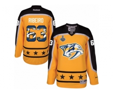 Men's Reebok Nashville Predators #63 Mike Ribeiro Authentic Gold Home 2017 Stanley Cup Final NHL Jersey New Style