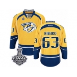 Men's Reebok Nashville Predators #63 Mike Ribeiro Premier Gold Home 2017 Stanley Cup Final NHL Jersey