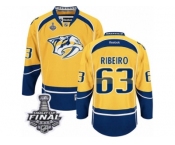 Men's Reebok Nashville Predators #63 Mike Ribeiro Premier Gold Home 2017 Stanley Cup Final NHL Jersey