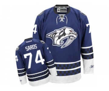 Men's Reebok Nashville Predators #74 Juuse Saros Authentic Blue Third NHL Jersey