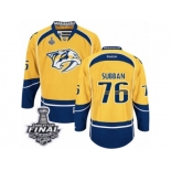 Men's Reebok Nashville Predators #76 P.K Subban Premier Gold Home 2017 Stanley Cup Final NHL Jersey