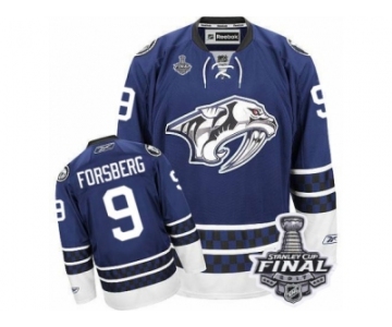 Men's Reebok Nashville Predators #9 Filip Forsberg Premier Blue Third 2017 Stanley Cup Final NHL Jersey