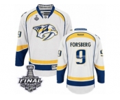 Men's Reebok Nashville Predators #9 Filip Forsberg Premier White Away 2017 Stanley Cup Final NHL Jersey