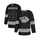 Predators #33 Viktor Arvidsson Black Team Logo Fashion Stitched Hockey Jersey