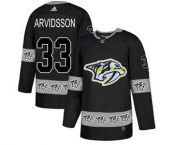 Predators #33 Viktor Arvidsson Black Team Logo Fashion Stitched Hockey Jersey