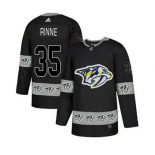 Predators #35 Pekka Rinne Black Team Logo Fashion Stitched Hockey Jersey