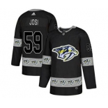 Predators #59 Roman Josi Black Team Logo Fashion Stitched Hockey Jersey