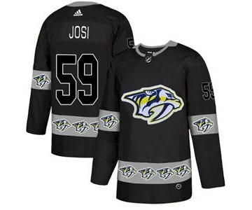 Predators #59 Roman Josi Black Team Logo Fashion Stitched Hockey Jersey