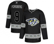 Predators #9 Filip Forsberg Black Team Logo Fashion Stitched Hockey Jersey