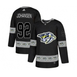 Predators #92 Ryan Johansen Black Team Logo Fashion Stitched Hockey Jersey