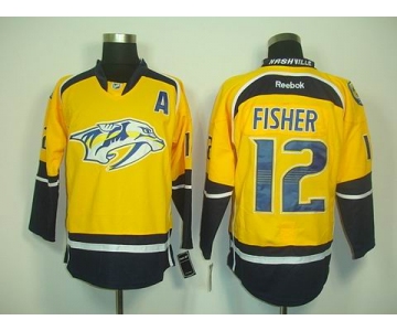 nhl jerseys nashville predators #12 fisher yellow 2011 new(A patch)