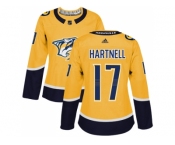 Women Adidas Nashville Predators #17 Scott Hartnell Yellow Home Authentic Stitched NHL Jersey