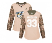 Women Adidas Nashville Predators #33 Viktor Arvidsson Camo Authentic 2017 Veterans Day Stitched NHL Jersey