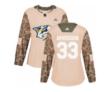 Women Adidas Nashville Predators #33 Viktor Arvidsson Camo Authentic 2017 Veterans Day Stitched NHL Jersey