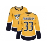 Women Adidas Nashville Predators #33 Viktor Arvidsson Yellow Home Authentic Stitched NHL Jersey