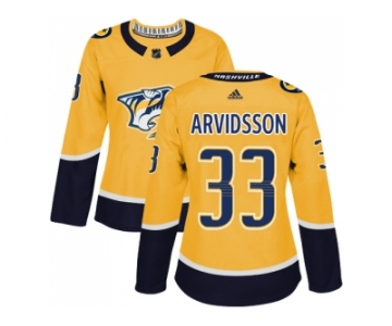 Women Adidas Nashville Predators #33 Viktor Arvidsson Yellow Home Authentic Stitched NHL Jersey