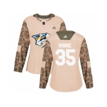 Women Adidas Nashville Predators #35 Pekka Rinne Camo Authentic 2017 Veterans Day Stitched NHL Jersey