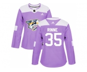 Women Adidas Nashville Predators #35 Pekka Rinne Purple Authentic Fights Cancer Stitched NHL Jersey