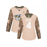 Women Adidas Nashville Predators #4 Ryan Ellis Camo Authentic 2017 Veterans Day Stitched NHL Jersey