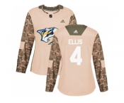 Women Adidas Nashville Predators #4 Ryan Ellis Camo Authentic 2017 Veterans Day Stitched NHL Jersey