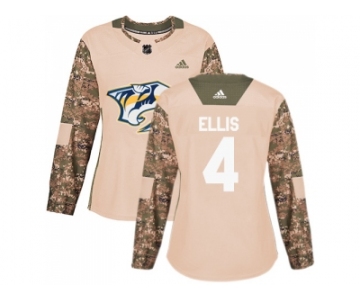 Women Adidas Nashville Predators #4 Ryan Ellis Camo Authentic 2017 Veterans Day Stitched NHL Jersey