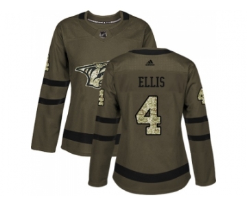 Women Adidas Nashville Predators #4 Ryan Ellis Green Salute to Service Stitched NHL Jersey