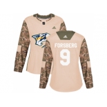 Women Adidas Nashville Predators #9 Filip Forsberg Camo Authentic 2017 Veterans Day Stitched NHL Jersey