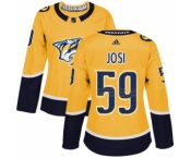 Women's Nashville Predators #59 Roman Josi Authentic Gold Home Hockey Jersey