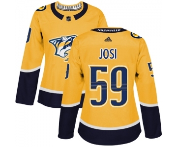 Women's Nashville Predators #59 Roman Josi Authentic Gold Home Hockey Jersey