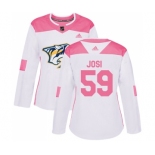 Women's Nashville Predators #59 Roman Josi Authentic White Pink Fashion Hockey Jersey