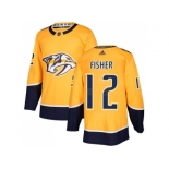 Youth Adidas Nashville Predators #12 Mike Fisher Yellow Home Authentic Stitched NHL Jersey