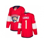 Men Adidas Florida Panthers #1 Roberto Luongo Red Home Authentic Stitched NHL Jersey