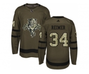 Men Adidas Florida Panthers #34 James Reimer Green Salute to Service Stitched NHL Jersey