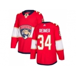 Men Adidas Florida Panthers #34 James Reimer Red Home Authentic Stitched NHL Jersey