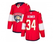 Men Adidas Florida Panthers #34 James Reimer Red Home Authentic Stitched NHL Jersey