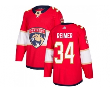 Men Adidas Florida Panthers #34 James Reimer Red Home Authentic Stitched NHL Jersey