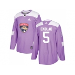 Men Adidas Florida Panthers #5 Aaron Ekblad Purple Authentic Fights Cancer Stitched NHL Jersey